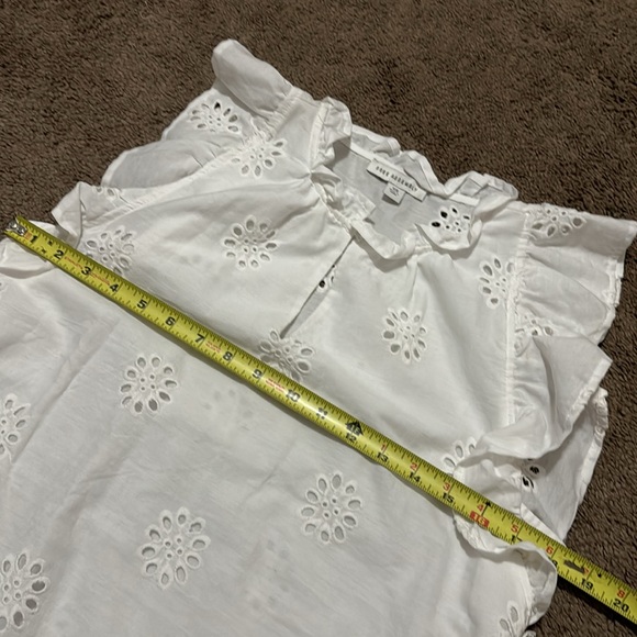 NWT Free Assembly Cotton Eyelet Flutter Sleeve-White-Sz XS - Picture 14 of 16